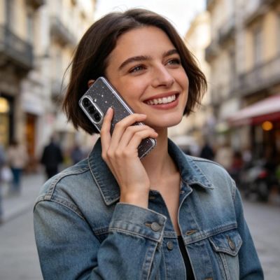 5. Etui Tech-Protect FlexAir na Samsung Galaxy S26 Ultra - przezroczysto-brokatowe