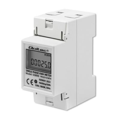 4. QOLTEC LICZNIK ZUŻYCIA ENERGII JEDNOFAZOWY NA SZYNĘ DIN | 230V | LCD | 2P