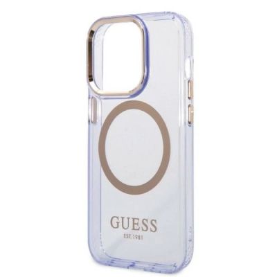 6. Etui Guess Gold Outline Translucent MagSafe na iPhone 14 Pro Max 6,7" - purpurowe