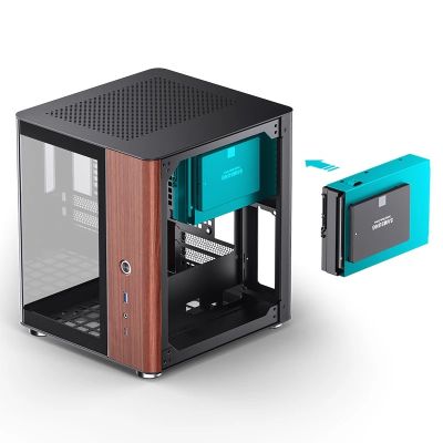 27. Obudowa PC Jonsbo TK-0, Mini-Tower, Mini-ITX, Tempered Glass, Holz - schwarz
