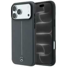 Etui Mercedes Leather Semi Wrap with Iconic Line MagSafe na iPhone 18 Pro Max / 17 Pro Max - ciemnoszare