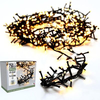 19. LAMPKI CHOINKOWE ŁAŃCUCH ŚWIETLNY 750 LED FLASH CIEPŁY BIAŁY