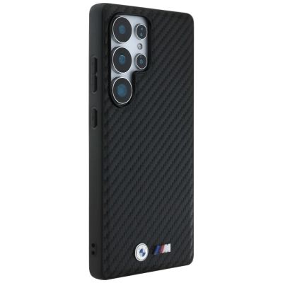 4. Etui BMW Leather Carbon MagSafe na Samsung Galaxy S25 Ultra - czarne