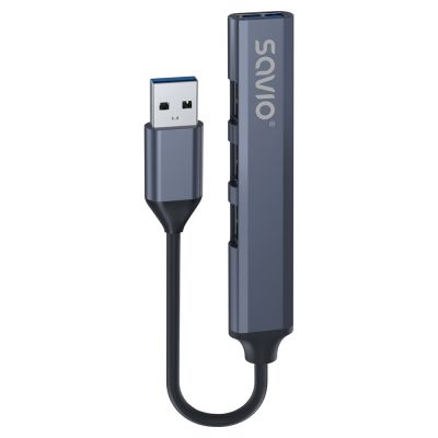 9. SAVIO HUB USB-A - 3 X USB-A 2.0, 1 X USB-A 3.0, SZARY AK-70