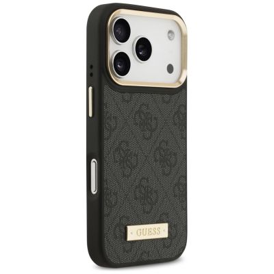 4. Etui Guess 4G Logo Plate MagSafe na iPhone 17 Pro -czarne