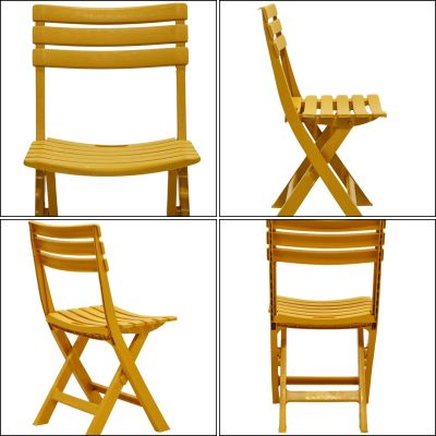 13. ZESTAW 4 KRZESEŁ CATERINGOWYCH SKŁADANYCH  PLASTIKOWYCH ŻÓŁTYCH KOMODO