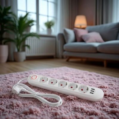 15. MACLEAN LISTWA ZASILAJĄCA PRZEDŁUŻACZ5 GNIAZD + 3XUSB, 110-240V AC 50/60HZ, 2.1A MAX 2500W, 1,5M, BIAŁA MCE395 W