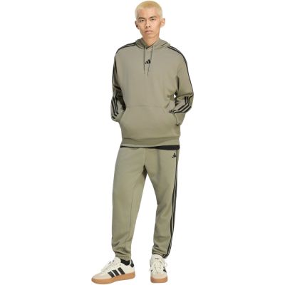 6. Bluza męska adidas Essentials 3-Stripes French Terry Hoodie oliwkowa KY4204
