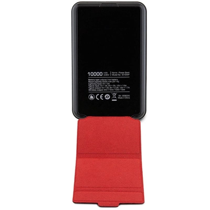 4. Powerbank Ferrari Metal Logo MagSafe indukcyjny 15W 10000 mAh z funkcją standu - czarny