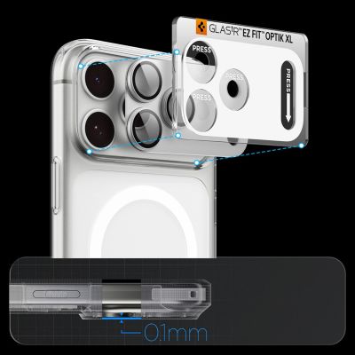 14. Szkło hartowane na aparat Spigen Optik Pro XL GLAS.TR EZ FIT na iPhone 18 Pro Max - srebrne
