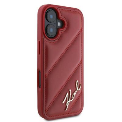 4. Etui Karl Lagerfeld Diagonal Quilted Script na iPhone 16 - czerwone