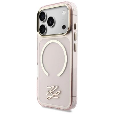 2. Etui Karl Lagerfeld IML KL Script Logo MagSafe na iPhone 17 Pro Max - różowe