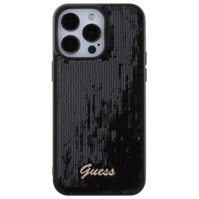 3. Etui Guess Sequin Script Metal na iPhone 15 Pro Max - czarne