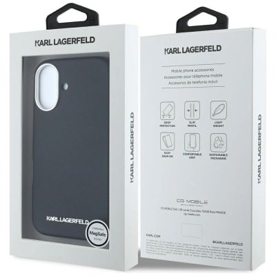 8. Etui Karl Lagerfeld Saffiano Full Wrapped Elongated Metal Logo MagSafe na iPhone 16 - czarne