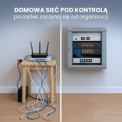 6. Extralink Szafa rack 6U 600x450 Szara montowana na ścianie