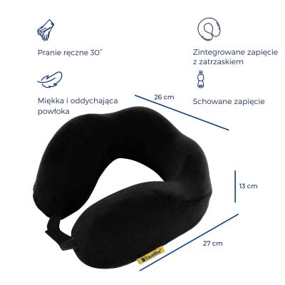 3. TRAVEL BLUE PODUSZKA Z PIANKI MEMORY TRANQUILITY CZARNA