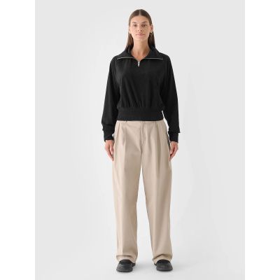 4. Bluza dresowa z weluru nierozpinana bez kaptura damska 4F 4FRAW24TSWSF2054-20S