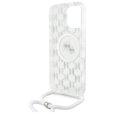 6. Etui Karl Lagerfeld IML Crossbody Monogram Karl & Choupette Head MagSafe na iPhone 16 Pro Max - przezroczyste
