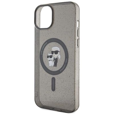 6. Etui Karl Lagerfeld Karl&Choupette Glitter MagSafe na iPhone 15 - czarne