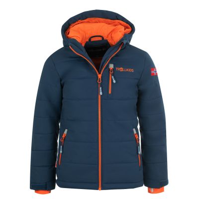 Kurtka narciarska dziecięca Trollkids Kids Hemsedal Snow Jacket XT mystic blue/orange odporna na uszkodzenia niebieska (513-142)