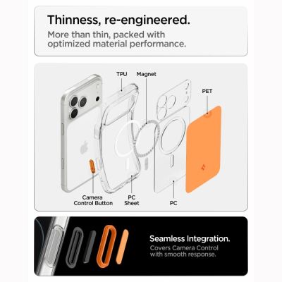 9. Etui Spigen Ultra Hybrid MagSafe na iPhone 18 Pro / 17 Pro - pomarańczowe