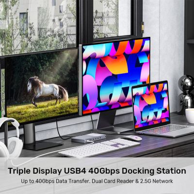 13. Unitek Potrójna stacja dokująca USB4 40Gb/s,zasilacz 120W