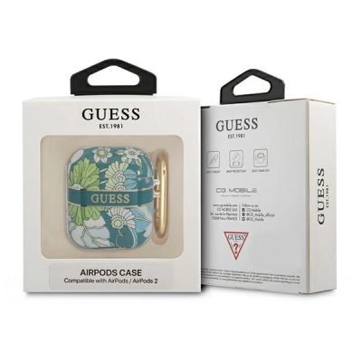 3. Etui Guess Flower Strap Collection na AirPods 1/2 - zielone