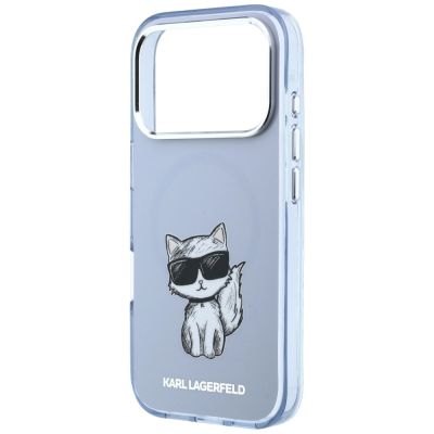 6. Etui Karl Lagerfeld IML Choupette Body Sketch Print MagSafe na iPhone 17 Pro / 18 Pro - jasnoniebieskie
