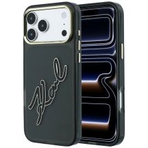 Etui Karl Lagerfeld IML Big Signature Resin Metal Frame na iPhone 18 Pro / 17 Pro - czarne