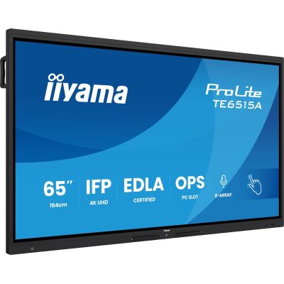 iiyama TE6515A-B2AG signage display Kiosk 163,8 cm (64.5") Wi-Fi 550 cd/m2 4K Ultra HD Czarny Ekran dotykowy Procesor wbudowany Android 24/7