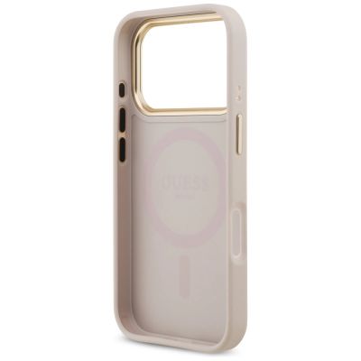 7. Etui Guess Grained Strass Logo MagSafe na iPhone 17 Pro - różowe