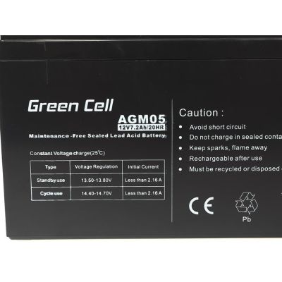 7. GREEN CELL AKUMULATOR ŻELOWY AGM05 12V 7,2AH