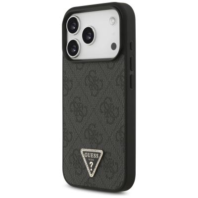 2. Etui Guess Leather 4G Triangle Strass MagSafe na iPhone 17 Pro - czarne