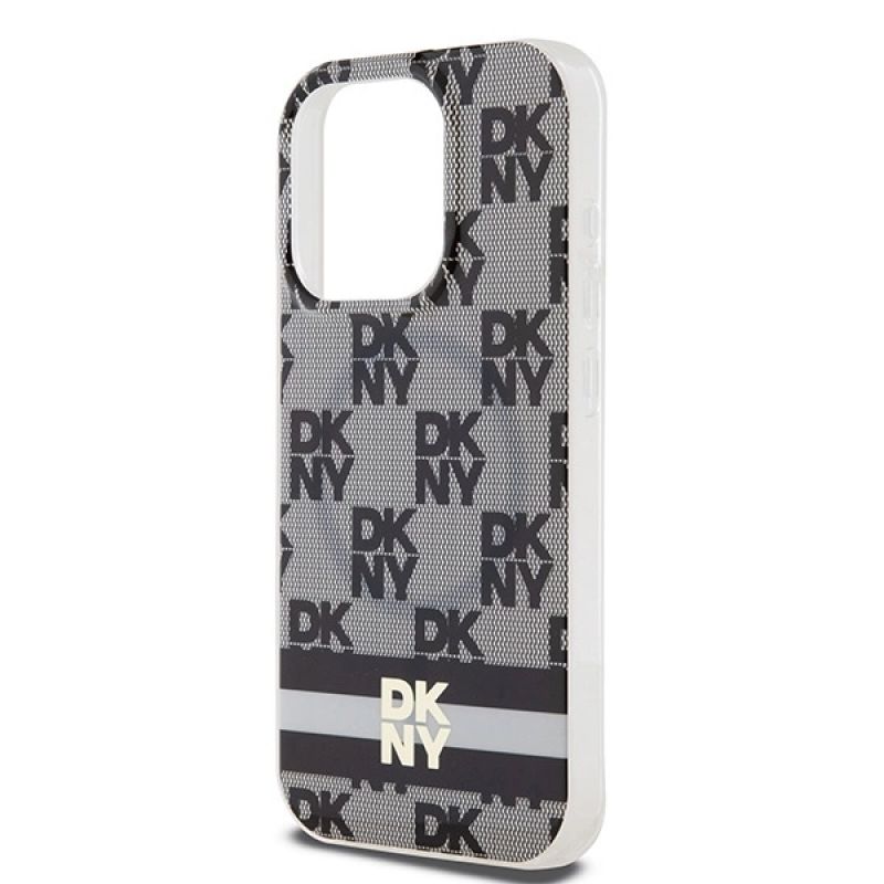 6. Etui DKNY IML Checkered Mono Pattern & Printed Stripes MagSafe na iPhone 14 Pro Max - czarne