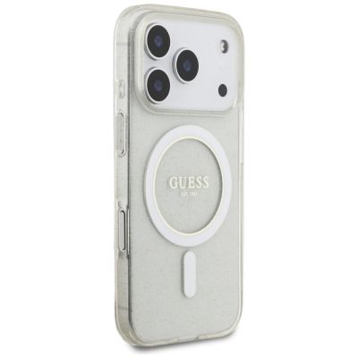 4. Etui Guess IML Glitter Pearl Strap MagSafe do iPhone 17 Pro - przezroczyste