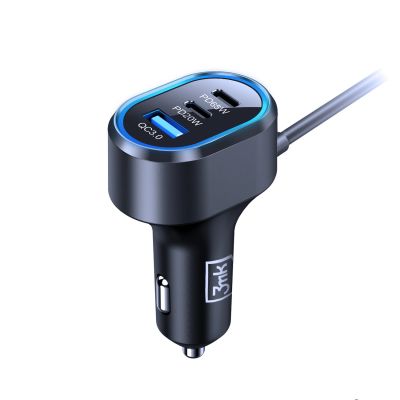 5. Ładowarka samochodowa 3mk Double Car Charger 135W PD QC PPS USB-C USB-A - czarna