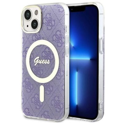 Etui Guess 4G MagSafe na iPhone 14 Plus - purpurowe