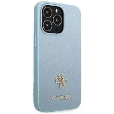 4. Etui Guess Saffiano 4G Small Metal Logo na iPhone 13 Pro Max - niebieskie