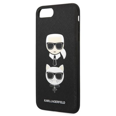 6. Etui Karl Lagerfeld Saffiano Karl&Choupette Head na iPhone 7 Plus / iPhone 8 Plus - czarne