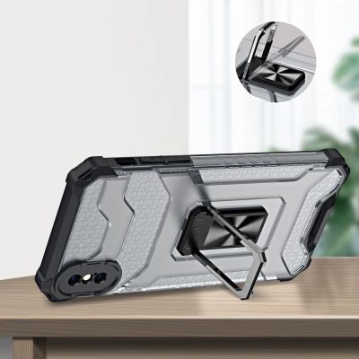 5. Crystal Ring Case pancerne hybrydowe etui pokrowiec + magnetyczny uchwyt iPhone XS Max czerwony