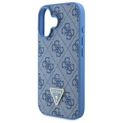 5. Etui Guess Leather Metal Logo Strass Crossbody na iPhone 16 - niebieskie
