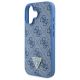 5. Etui Guess Leather Metal Logo Strass Crossbody na iPhone 16 - niebieskie