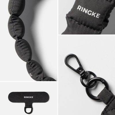 3. Smycz do telefonu Ringke Holder & Puffer Hand Strap - czarna