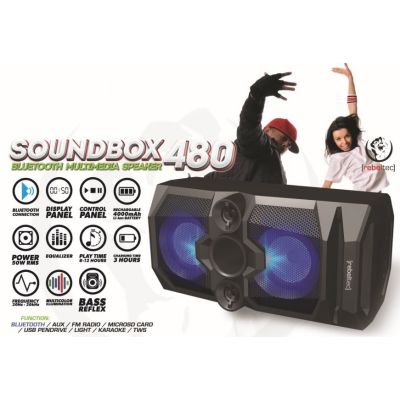 3. REBELTEC GŁOŚNIK BLUETOOTH,FM,KARAOKE STEROWANY ZA POMOCĄ SMARTPHONA BLUETOOTH SOUNDBOX 480
