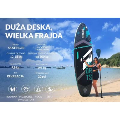 3. Deska SUP SKATINGER Grey sports 350x89x15 Yoga