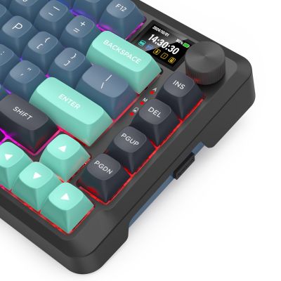 4. REDRAGON K724GBG-RGB-PRO Behemoth klawiatura USB + RF Wireless + Bluetooth Szary, Niebieski