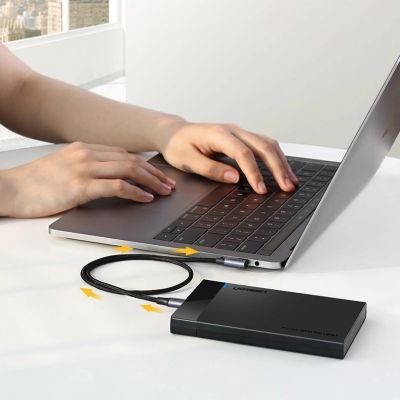 9. Kabel Ugreen US255 50123 USB-C (prosty) / USB-C (kątowy) PD QC 60W 3A 1m - szary