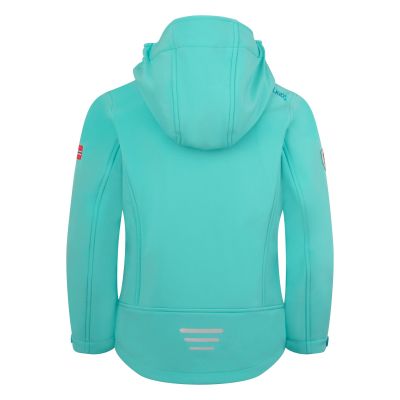 2. Kurtka Trollkids Trollfjord Softshell mgła akwamarynowa/niebieski portowy/brzoskwinia mellow (175-137)