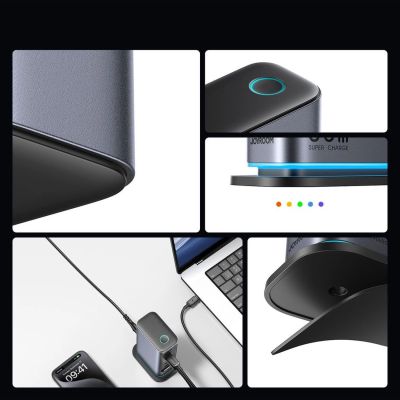 8. Ładowarka Joyroom JR-TCM02 GaN 65W stacja ładująca 4xUSB-C 2xUSB-A wtyczka UK - szara