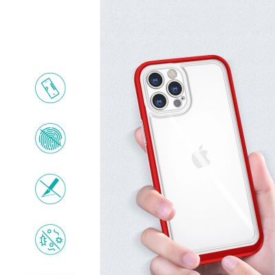 2. Clear 3in1 etui do iPhone 12 Pro Max żelowy pokrowiec z ramką czerwony